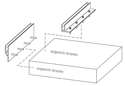 Die Grafik zeigt verschiedene Varianten von Bodenprofile für Ganzglasgeländer.