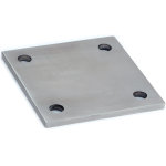 Quadratische Platte für Wandanker, 4 Eckbohrungen Ø 11 mm, V2A Edelstahl geschliffen