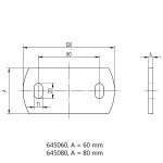 Ankerplatte / Anschweisslasche 120 x 80 x 6 mm, 2 Langlöcher 20 mm, V2A Edelstahl geschliffen