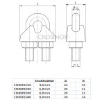 Drahtseilklemme, für Ø 4 mm Drahtseile, V4A Edelstahl