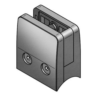 Glashalter eckig mit Sicherungsplatte, Sicherungsstift und Gummieinlagen für 8,76 mm Glas, 55 x 55 mm, V2A Edelstahl geschliffen gerader Anschluss