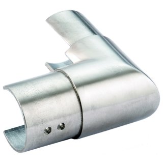 Eckverbinder für runde Nutrohre, 90° vertikal, V4A Edelstahl