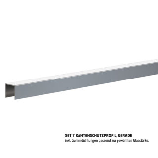 Handlauf Typ 7 mit Dichtung, Kantenschutzprofil V2A Edelstahl geschliffen, für 20,76 mm Glas