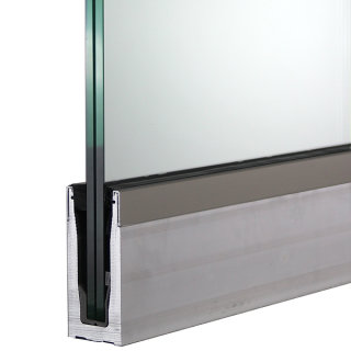 Bodenprofil 20-1, für Ganzglasgeländer, aufgesetzt, matt eloxiert (E6/EV1), für Glas 16,76 - 17,52 mm