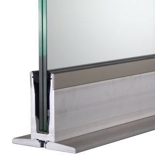 Bodenprofil 20-3, für Ganzglasgeländer, T-Form, aufgesetzt, pressblank (roh), für Glas 24,76 - 25,52 mm