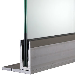 Bodenprofil 20-5, für Ganzglasgeländer, F-Form, aufgesetzt, matt eloxiert (E6/EV1), für Glas 20,76 - 21,52 mm