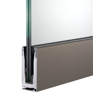 Bodenprofil 20-7, für Ganzglasgeländer, vorgesetzt, matt eloxiert (E6/EV1), für Glas 20,76 - 21,52 mm
