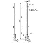 Geländerpfosten rund, mit 2 Klemmhaltern (Endpfosten) V2A geschliffen, vorgesetzt, Ø 42,4 x 2 mm