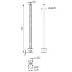 Geländerpfosten vierkant, aufgesetzt, Ø 40 x 40 x 1,7 mm, V2A Edelstahl geschliffen Edelstahl geschliffen