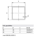 Edelstahl Vierkantrohre V2A, 40 x 40 mm, geschliffen, bis 4000 mm