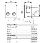 Glashalter eckig mit Sicherungsstift & Gummieinlagen für 10,76 mm, 45 x 45 mm, V4A Ø 33,7 mm