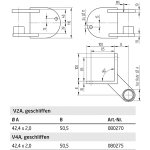 Wandanker Außenecke für runde Geländerpfosten mit Ringaufnahme, für Ø 42,4 x 2 mm, V2A Edelstahl geschliffen