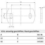 Ankerplatte / Anschweisslasche, 2 Langlöcher 20 mm, Materialstärke 8 mm, V2A Edelstahl geschliffen 120 x 60 x 8 mm