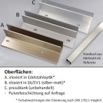 Abdeckprofil mit Schräge Serie 11, für vorgesetzte Bodenprofile, Edelstahloptik (E1/C31)