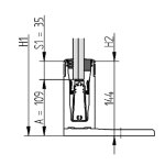 Bodenprofil Set 20-5, aufgesetzt  f. raumhohe Verglasung, F-Form