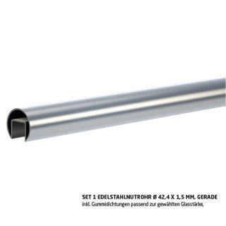 Handlauf Typ 1, V2A Edelstahlnutrohr geschliffen, Ø 42,4 mm, L. 3 m
