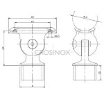 Handlaufträger für Geländerpfosten, mit Gelenk, aus V4A Edelstahl geschliffen, für Ø 42,4 x 2 mm