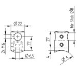 Traversenhalter für runde Füllstäbe Ø 12 mm, mit gewölbtem Kopf, V2A Edelstahl geschliffen, Anschluss für Rundrohr Ø 42,4 mm