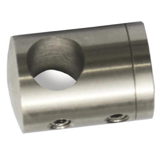 Traversenhalter für runde Füllstäbe Ø 10 mm, mit gewölbtem Kopf, V4A Edelstahl geschliffen, Anschluss für Rundrohr Ø 42,4 mm