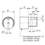 Universaladapterbuchse für Nutrohr auf Rundrohr-Steckfitting, Ø 42,4 x 2,0 mm, V4A Edelstahl geschliffen