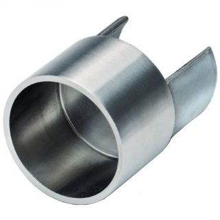 Universaladapterbuchse für Nutrohr auf Rundrohr-Steckfitting, Ø 48,3 x 2,0 mm, V4A Edelstahl geschliffen