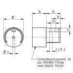 Universaladapterbuchse für Nutrohr auf Rundrohr-Steckfitting, Ø 48,3 x 2,0 mm, V4A Edelstahl geschliffen