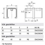 Verbinder für Vierkant-Nutrohre 40 x 40 mm, V4A Edelstahl geschliffen