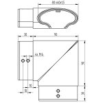 Eckverbinder für ovale Nutrohre / Handläufe, 90° horizontal, V4A Edelstahl geschliffen