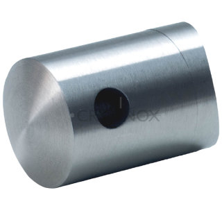 Traversenhalter für Drahtseile, V4A Edelstahl geschliffen, für Ø 6 mm Drahtseile, Anschluss für Rundrohr Ø 42,4 mm