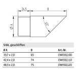 Endstück abgeschrägt für Ø 42,4 x 2 mm, V4A Edelstahl geschliffen
