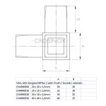 Eckverbinder (3 Anschlüsse) für Vierkantrohre 30 x 30 x 2 mm, V4A Edelstahl geschliffen