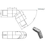 Ecklösung mit Gelenk 45°-90° für LED-Handlauf-Set, für Nutrohr rund Ø 42,4 mm, V4A Edelstahl geschliffen