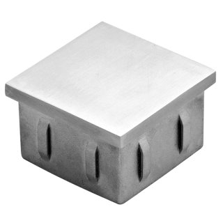Endkappe quadratisch für Vierkantrohre 30 x 30 mm, mit flexiblen Klemmbügeln, hohl, V2A Edelstahl geschliffen