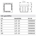 Endkappe quadratisch für Vierkantrohre 30 x 30 mm, mit flexiblen Klemmbügeln, hohl, V2A Edelstahl geschliffen