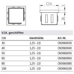 Endkappe quadratisch für Vierkantrohre 50 x 50 mm, mit flexiblen Klemmbügeln, hohl, V2A Edelstahl geschliffen
